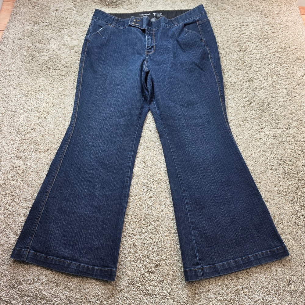 Lane Bryant Flare Jeans Womens 20 Petite Dark Wash Tighter Tummy Stretch Blue